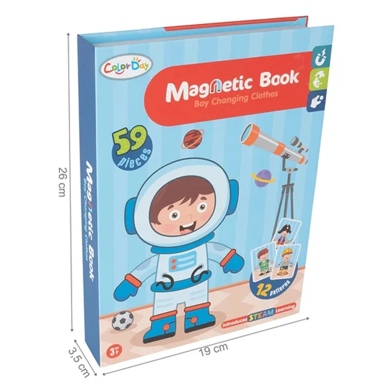 Color Day - Magnetic Puzzle Book, Boy Changing Clothes (59 Pcs) - Suitable for Ages 3 Years & Up